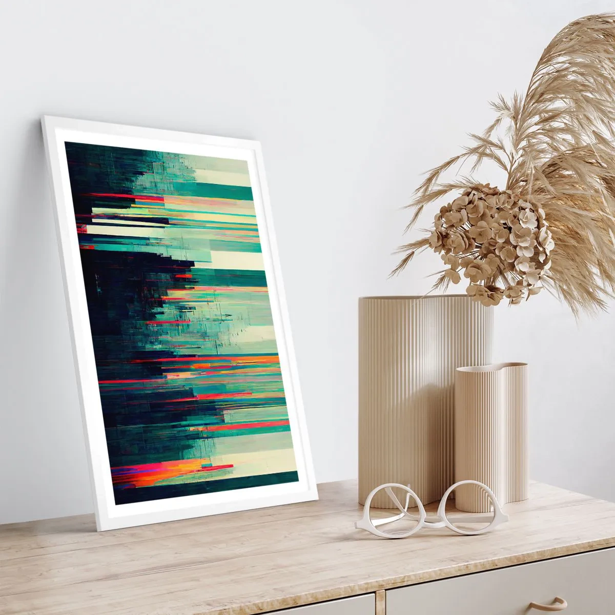 Plakát v bílém rámu - Futuristické město - 70x100 cm