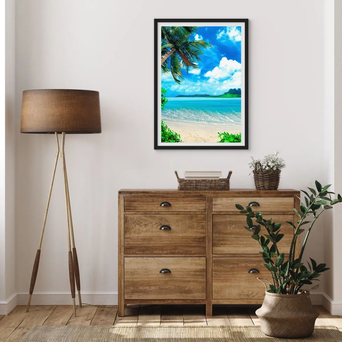 Plakát v černém rámu - Modř tropů - 61x91 cm