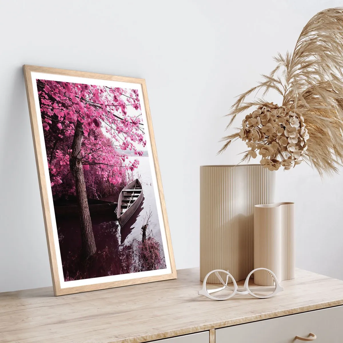 Plakát v rámu světlý dub - V růžovém tichu - 70x100 cm