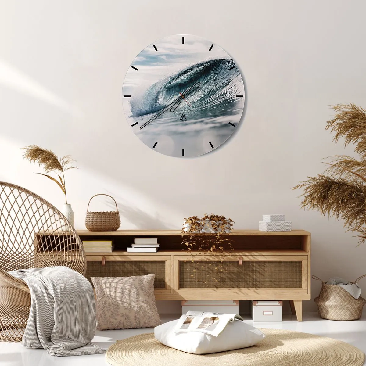 Nástěnné hodiny - Dynamická oceánská vlna zachycená v pohybu - 30x30cm - Vodní špička - Moderní nástěnná dekorace do obývacího pokoje, kuchyně a ložnice ARTTOR