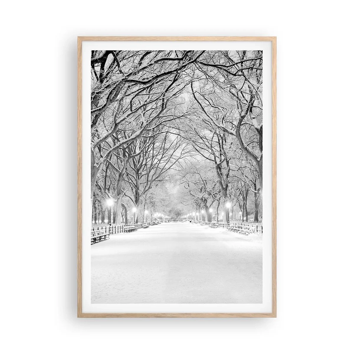 Plakát v rámu světlý dub - Čtyři roční období – zima - 70x100 cm