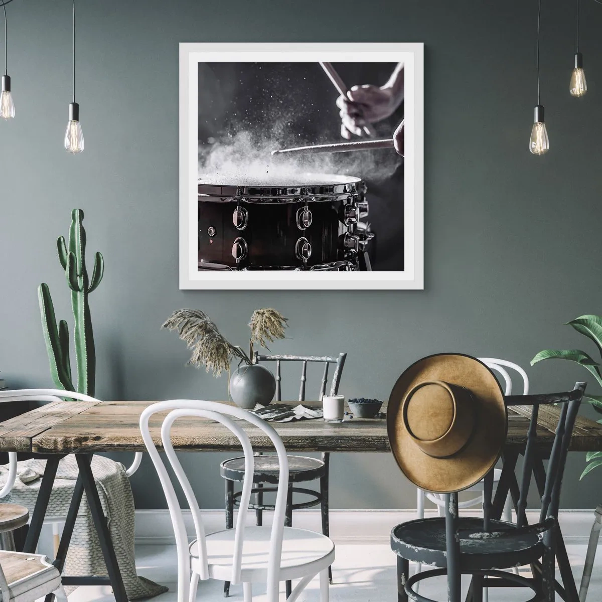 Plakát v bílém rámu - Puls hudby - 40x40 cm