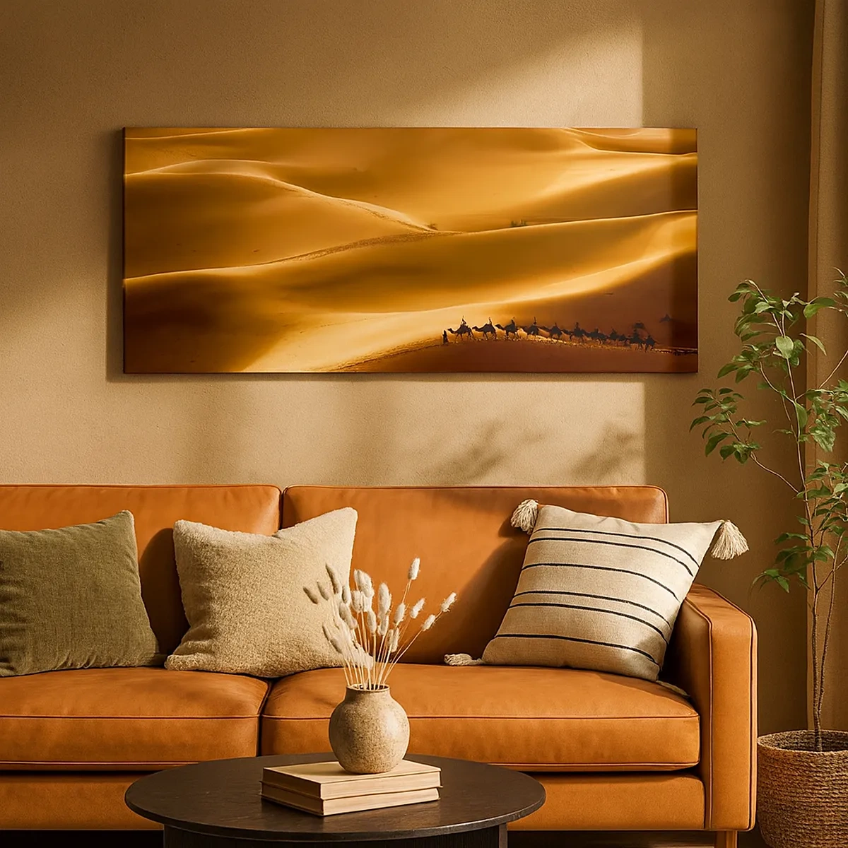 Obraz na plátně - Karavana na vlnách pouště - 30x30 cm