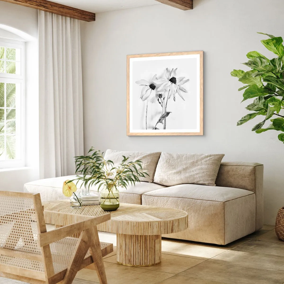 Plakát v rámu světlý dub - Nikdo nechce být sám - 40x40 cm