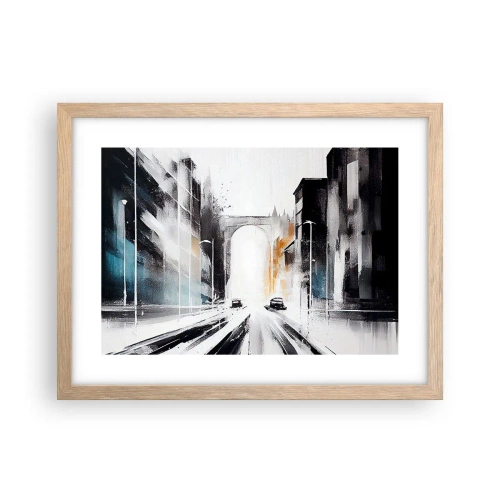 Plakát v rámu světlý dub - Studie města: architektura a pohyb - 40x30 cm