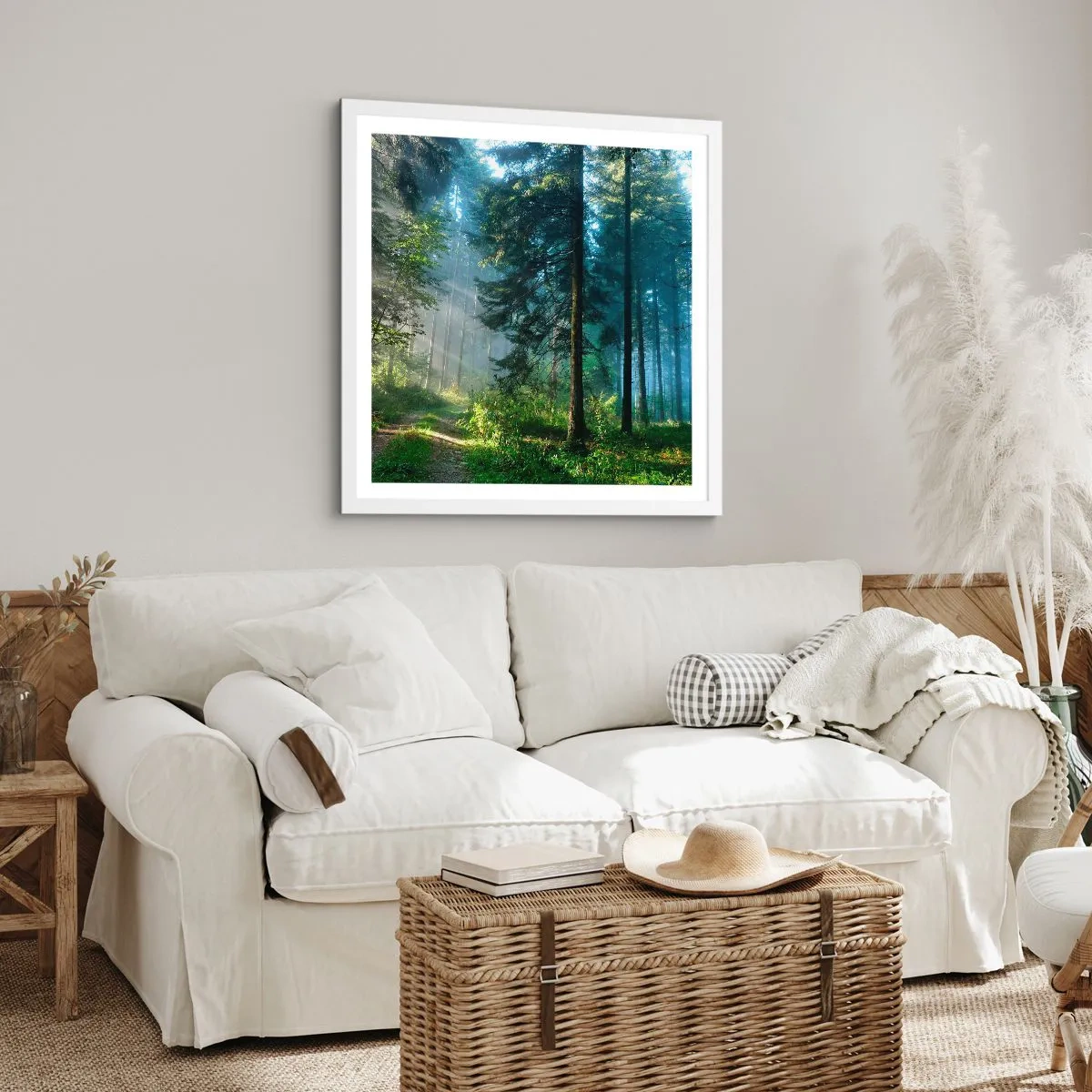 Plakát v bílém rámu - Zářící za úsvitu - 50x50 cm