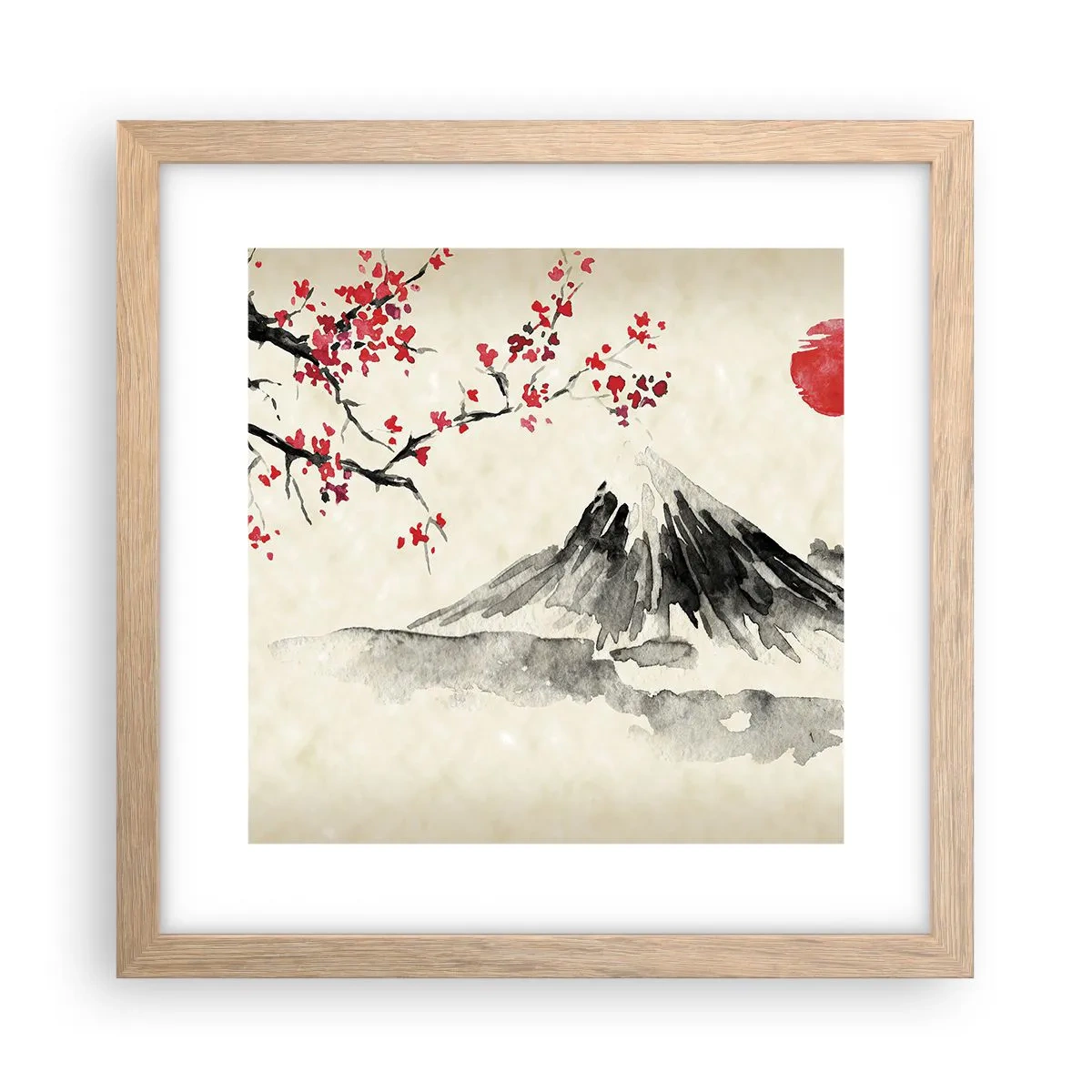 Plakát v rámu světlý dub - Zamilujte se do Japonska - 30x30 cm