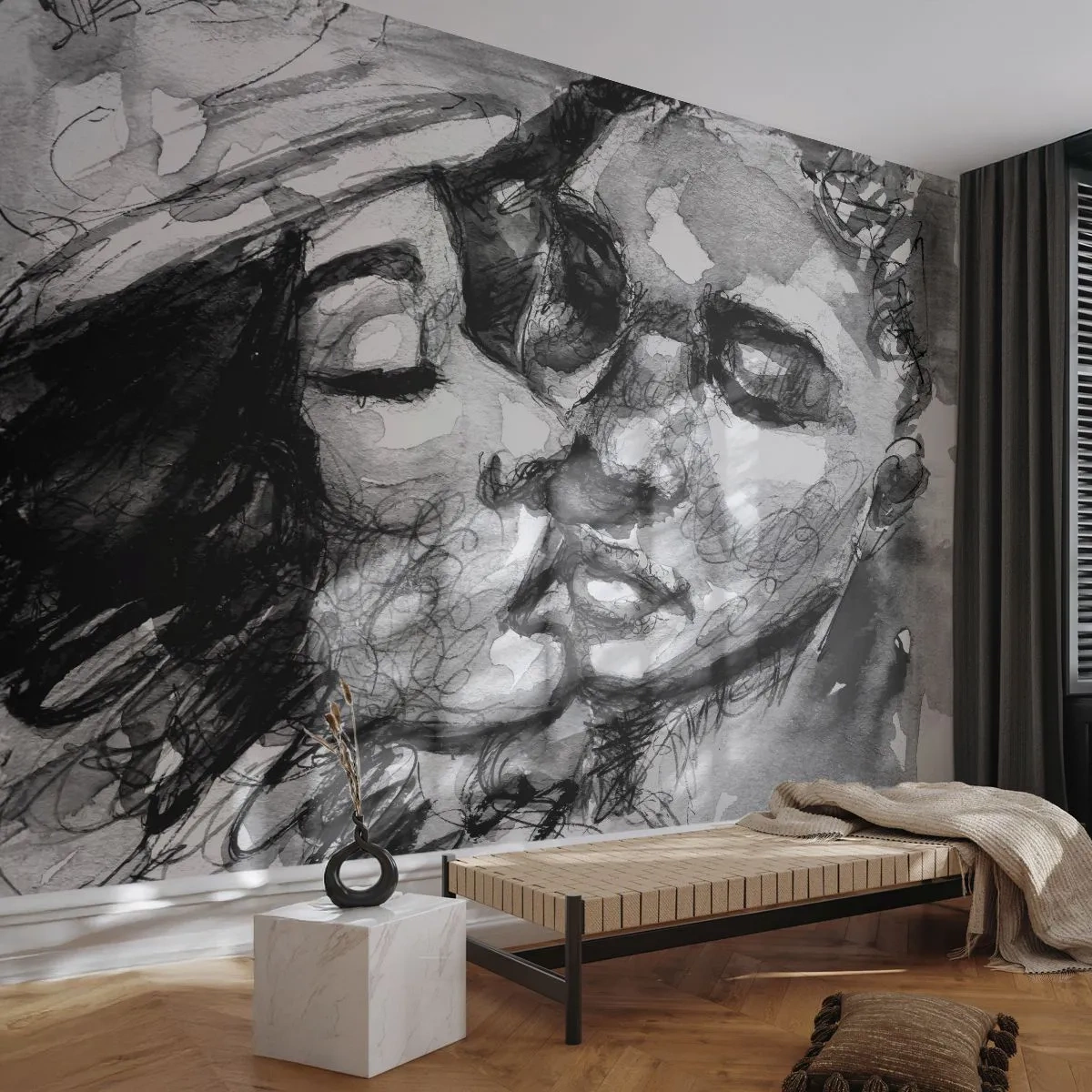 Fototapeta Samolepicí Deluxe Sticker - Něžný okamžik - Polibky, Milovat, Milenci - 500x350 cm