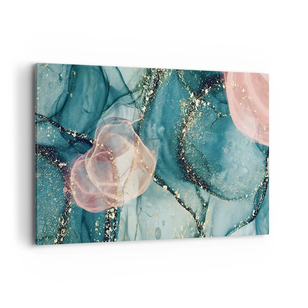 Obraz na plátně - Modré hedvábí modré, růžový tyl - 120x80 cm