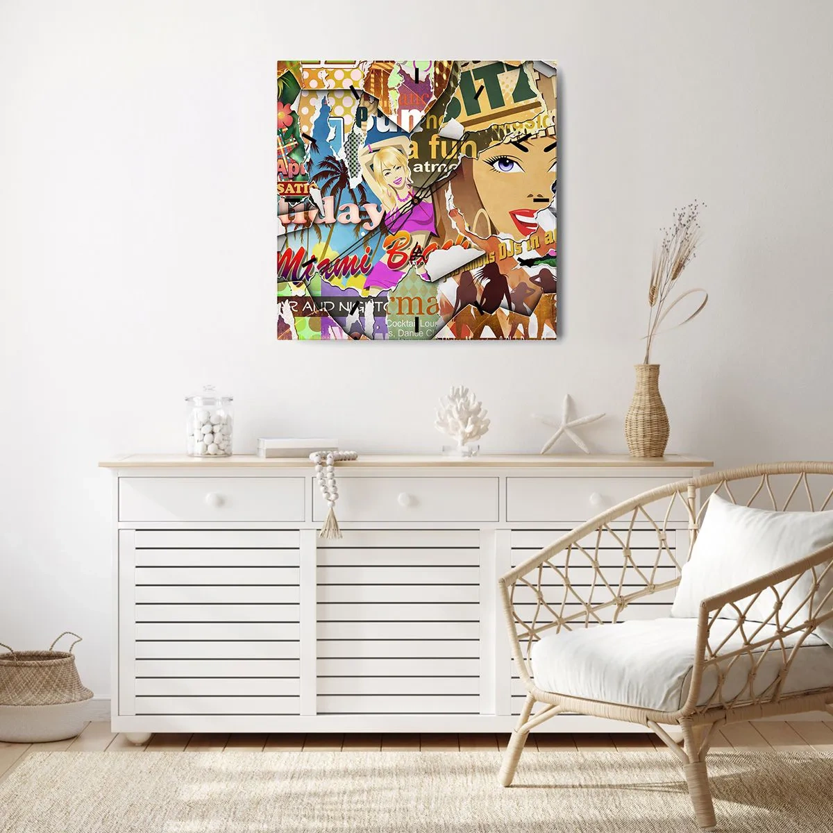 Nástěnné hodiny - Prázdninové retrospektiva - 40x40 cm