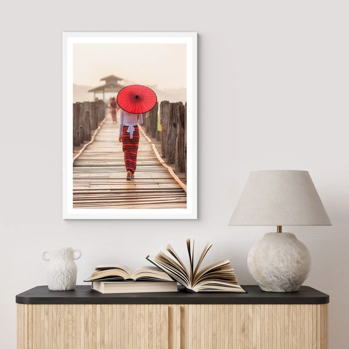 Plakát v bílém rámu - Na starém mostě - 50x70 cm