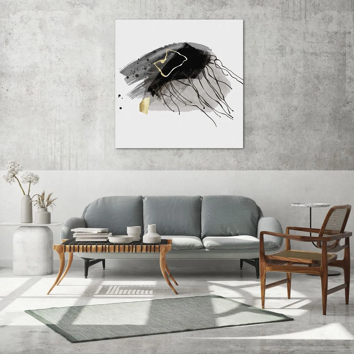 Obraz na skle - V černé a zlaté - 30x30 cm