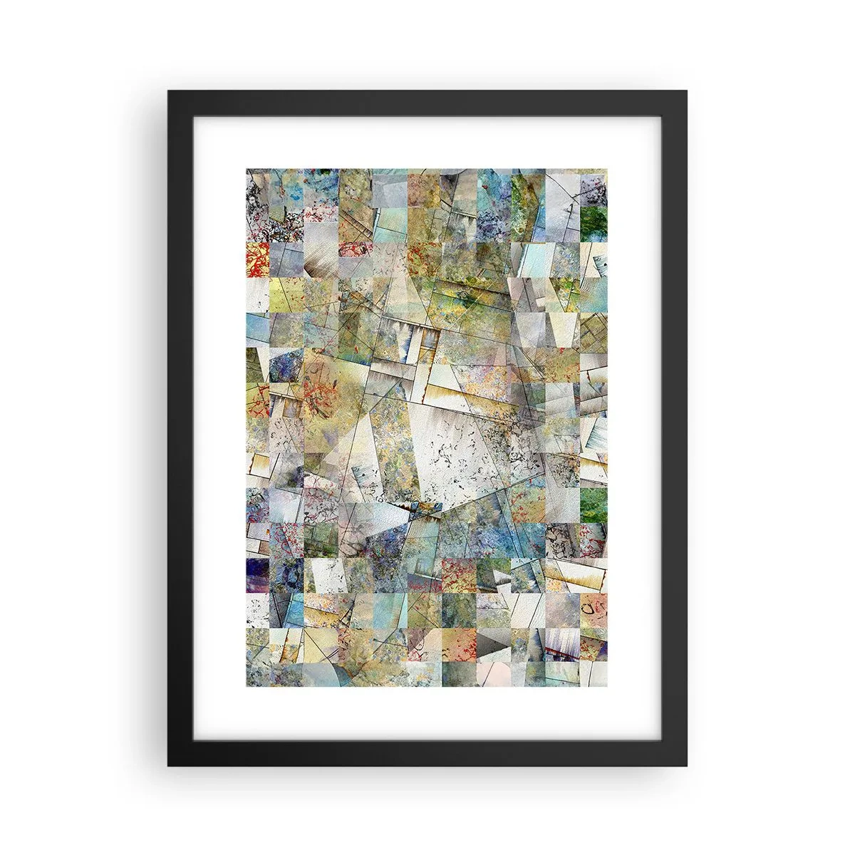 Plakát v černém rámu - Geometrické přeskupení - 30x40 cm