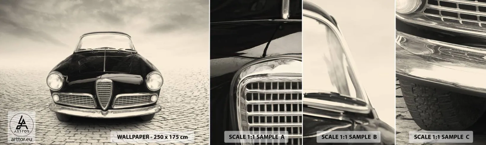 Vzor Fototapety Samolepicí Deluxe Sticker - Jak mě nemilovat? - Auto, Vinobraní, Černý a bílý - 100x30 cm