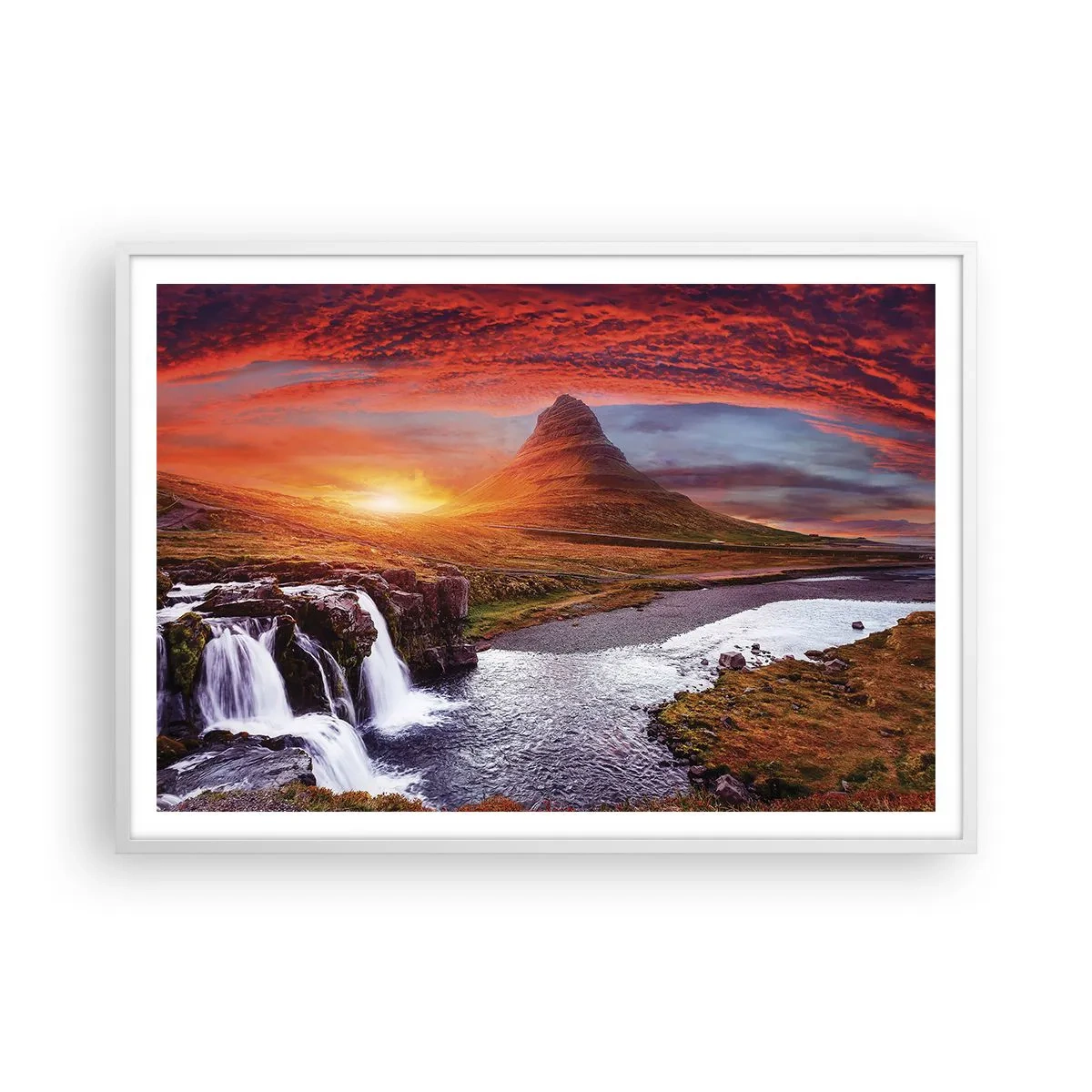Plakát v bílém rámu - Pohled na Středozem - 100x70 cm