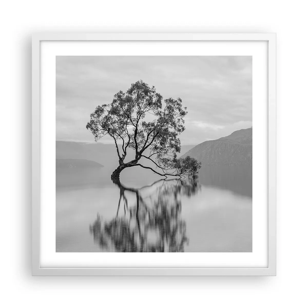 Plakát v bílém rámu - Existuje taková země - 50x50 cm