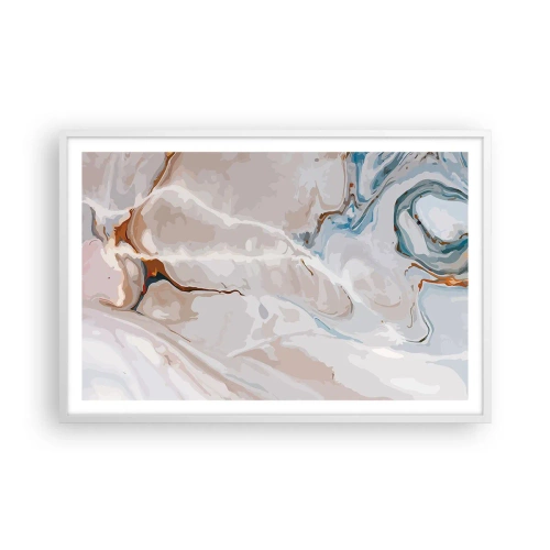 Plakát v bílém rámu - Modré meandry pod bílou - 91x61 cm
