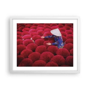 Plakát v bílém rámu - Na rýžovém poli - 50x40 cm