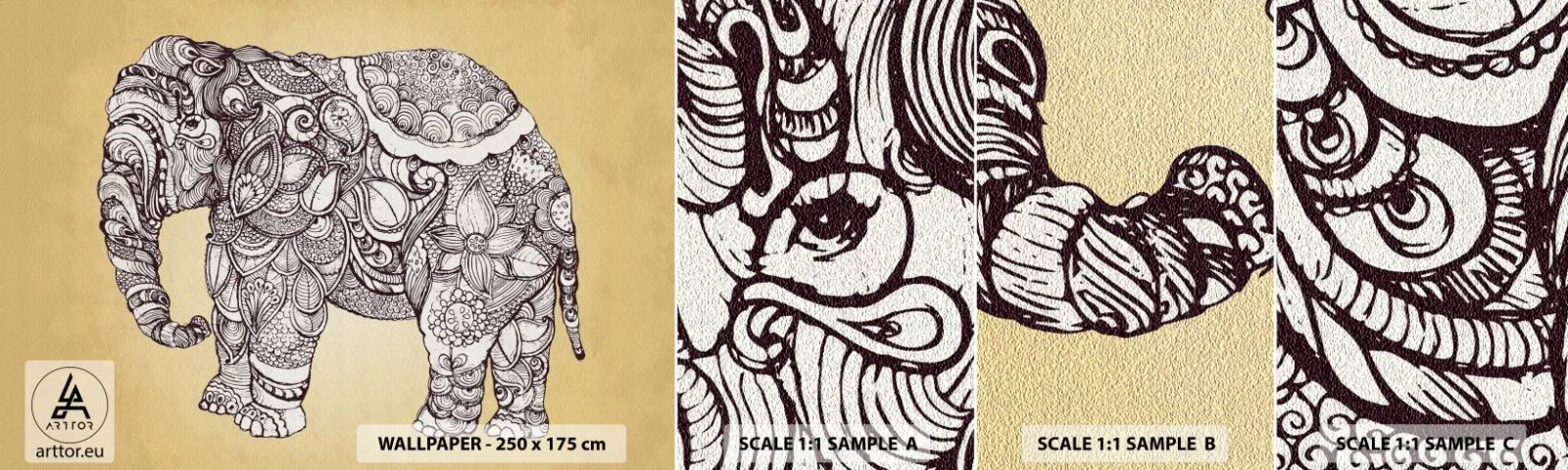 Fototapeta Vzorek Standard Eco - Skrytý slon - Slon, indický, Zvíře - 100x30 cm