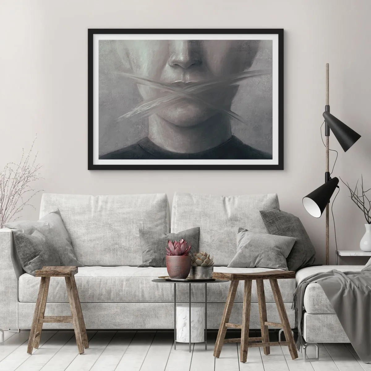 Plakát v černém rámu - Ani slovo - 70x50 cm