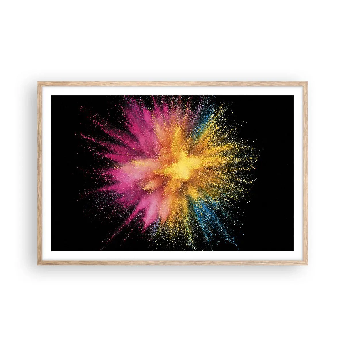 Plakát v rámu světlý dub - Zrození barev  - 91x61 cm
