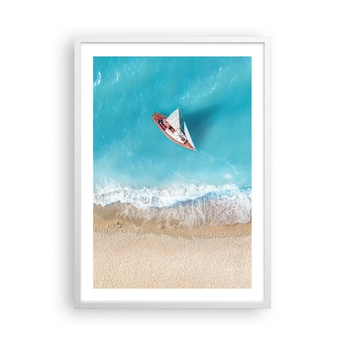 Plakát v bílém rámu - Na hranici modré a zlaté - 50x70 cm