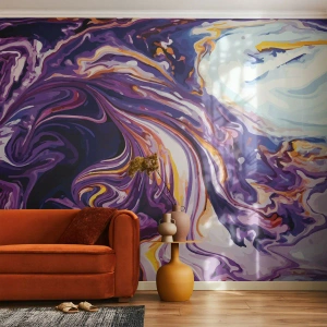 Fototapeta Samolepicí Deluxe Sticker - Záhyb prostoru ve fialové - Abstrakce, Kus, Moderní vzor - 400x280 cm