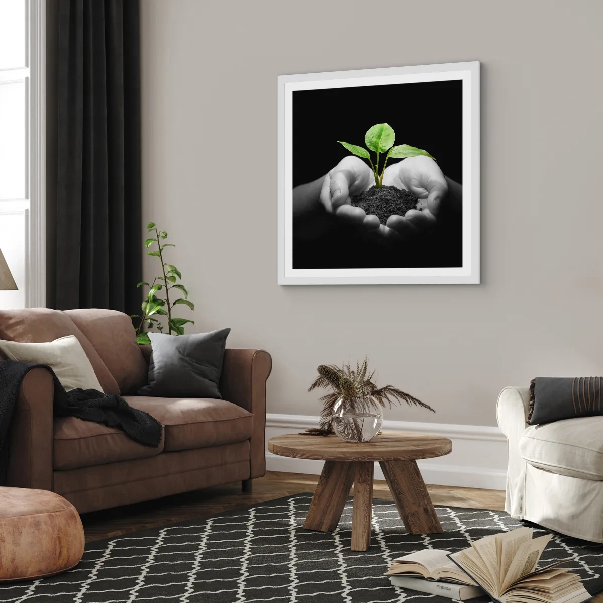 Plakát v bílém rámu - Miluji přírodu, chráním ji - 60x60 cm