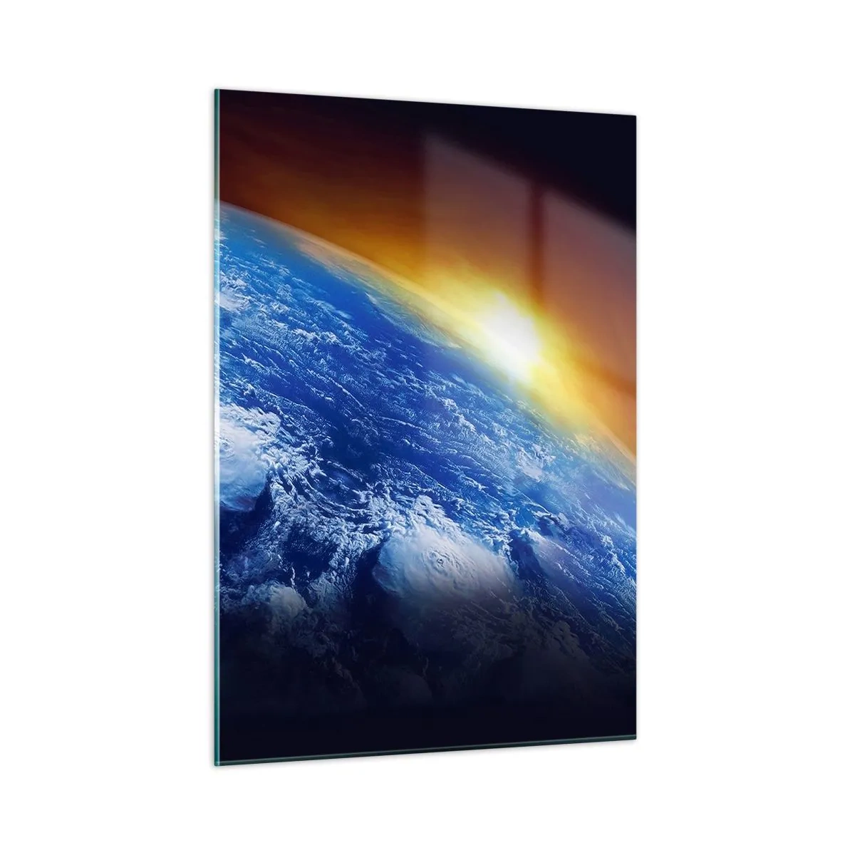Obraz na skle - Východ slunce nad modrou planetou - 50x70 cm