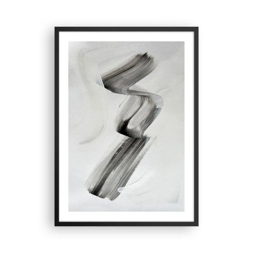 Plakát v černém rámu - Minimalistický černobílý štětec - 50x70cm - Jen tak pro radost - Moderní nástěnná dekorace do obývacího pokoje a ložnice ARTTOR