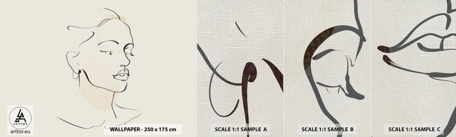 Vzor Fototapety Premium Canvas - Výrazným tahem - Abstrakce, ženská tvář, Kresba tužkou - 100x30 cm