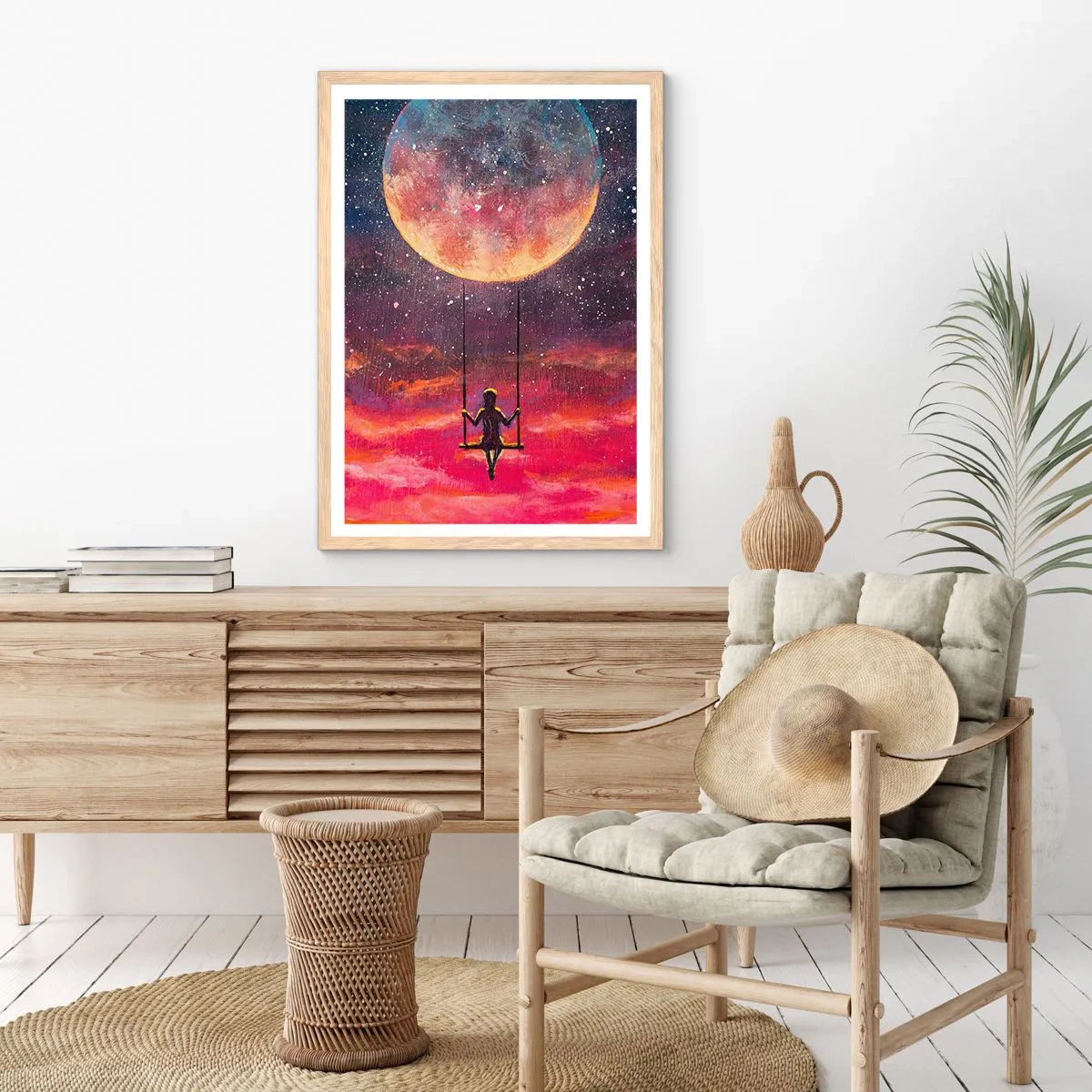 Plakát v rámu světlý dub - Stavět si vzdušné zámky - 70x100 cm