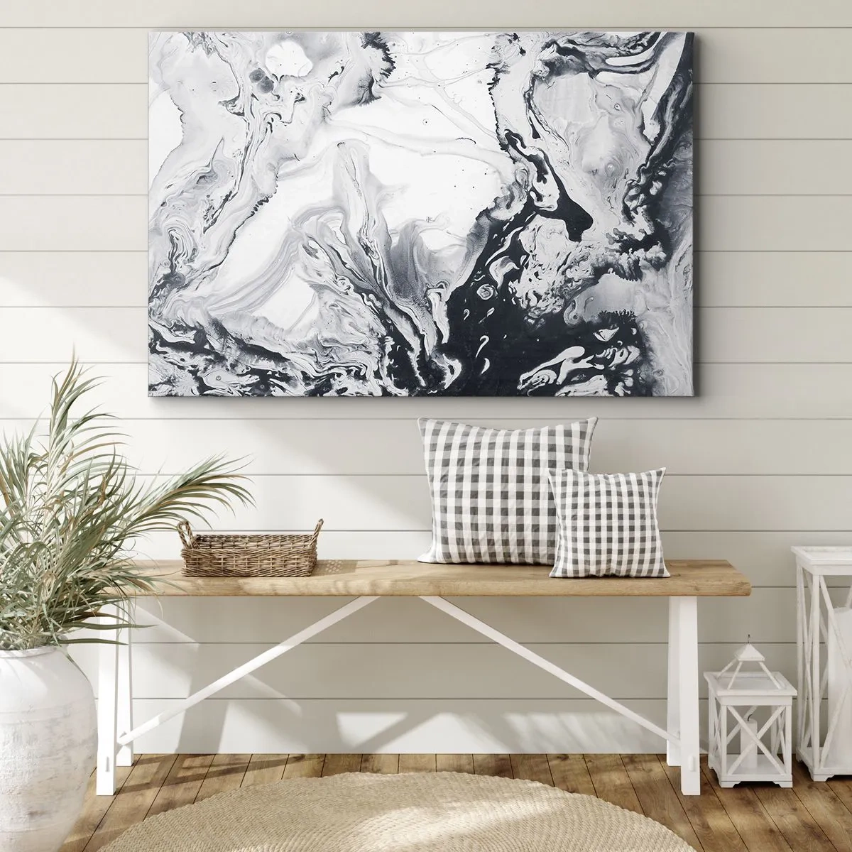 Obraz na plátně - Monochromatický abstraktní vzor s mramorovým efektem - 70x50cm - Zemské nitro - Moderní nástěnná dekorace do obývacího pokoje a ložnice ARTTOR