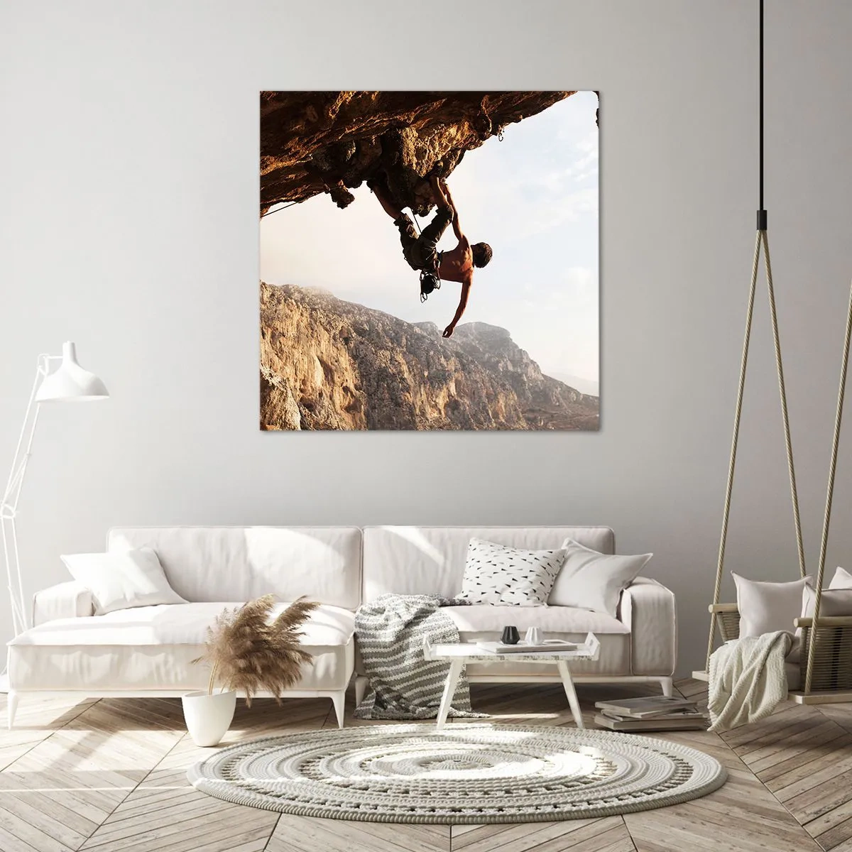 Obraz na plátně - Svět smrsknutý v ruce na sesuvu balvanu - 60x60 cm