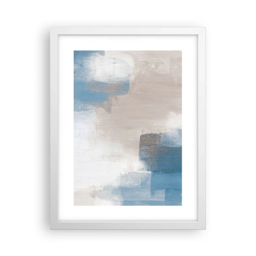 Plakát v bílém rámu - Růžová abstrakce za modrým závojem - 30x40 cm