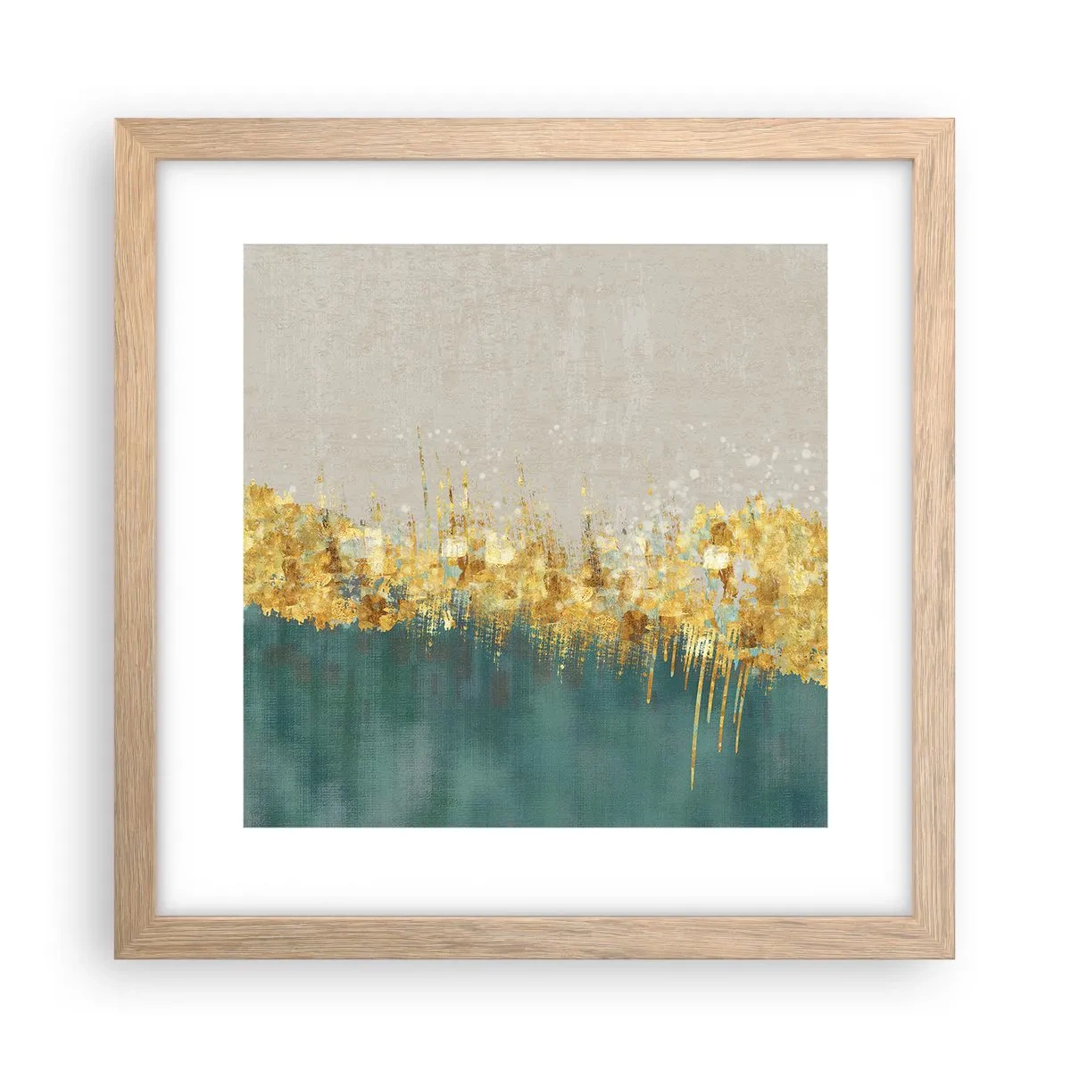 Plakát v rámu světlý dub - Zlatá hranice - 30x30 cm