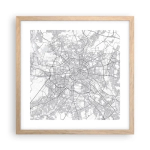 Plakát v rámu světlý dub - Květ Berlína - 40x40 cm