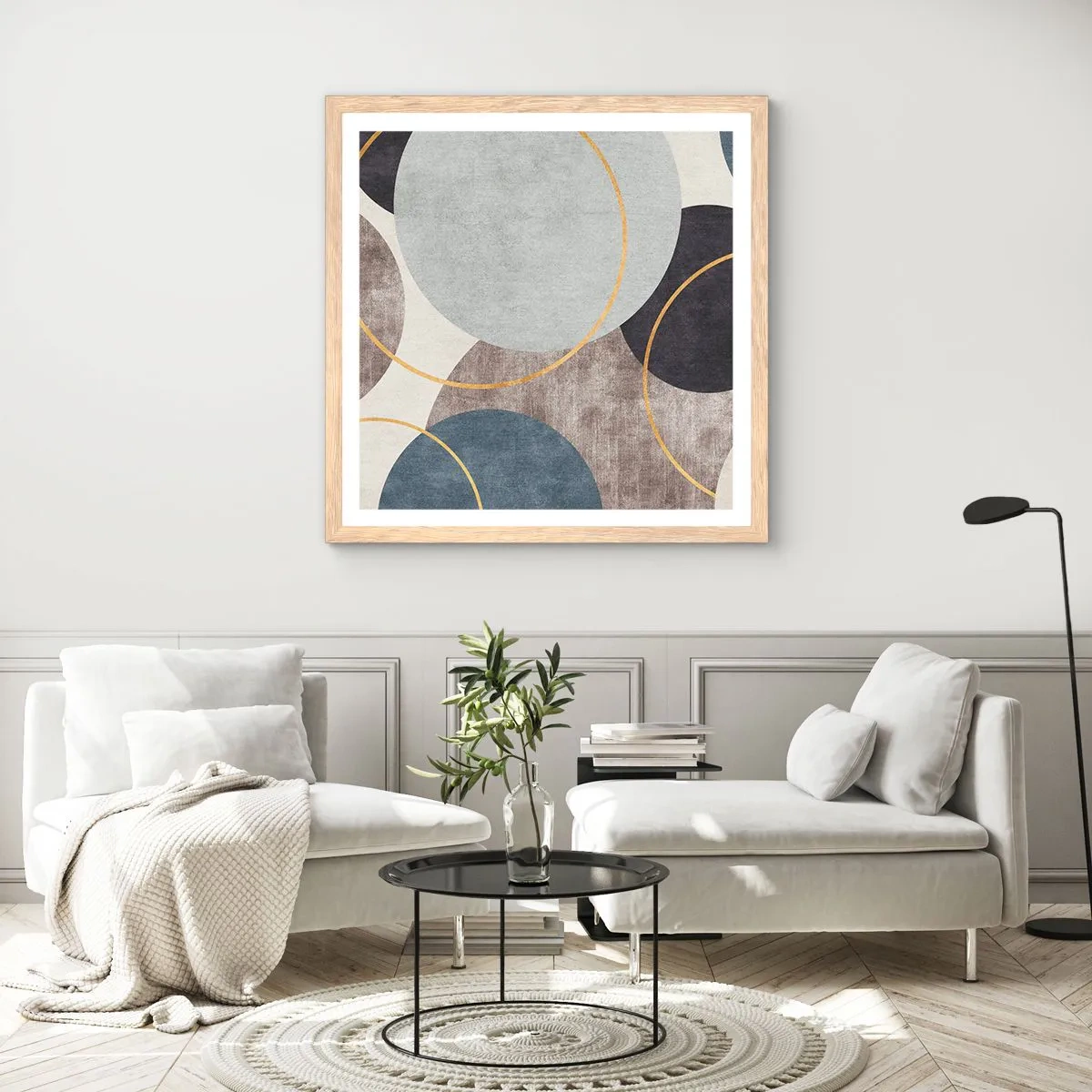 Plakát v rámu světlý dub - Kruh za kruhem - 40x40 cm