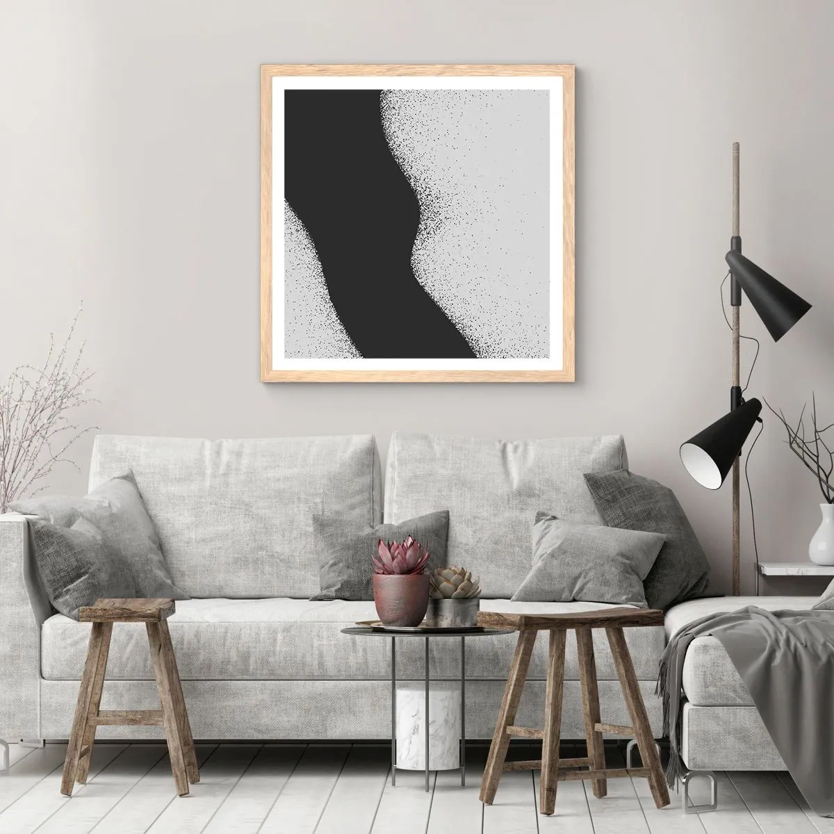 Plakát v rámu světlý dub - Plynulá rovnováha - 50x50 cm