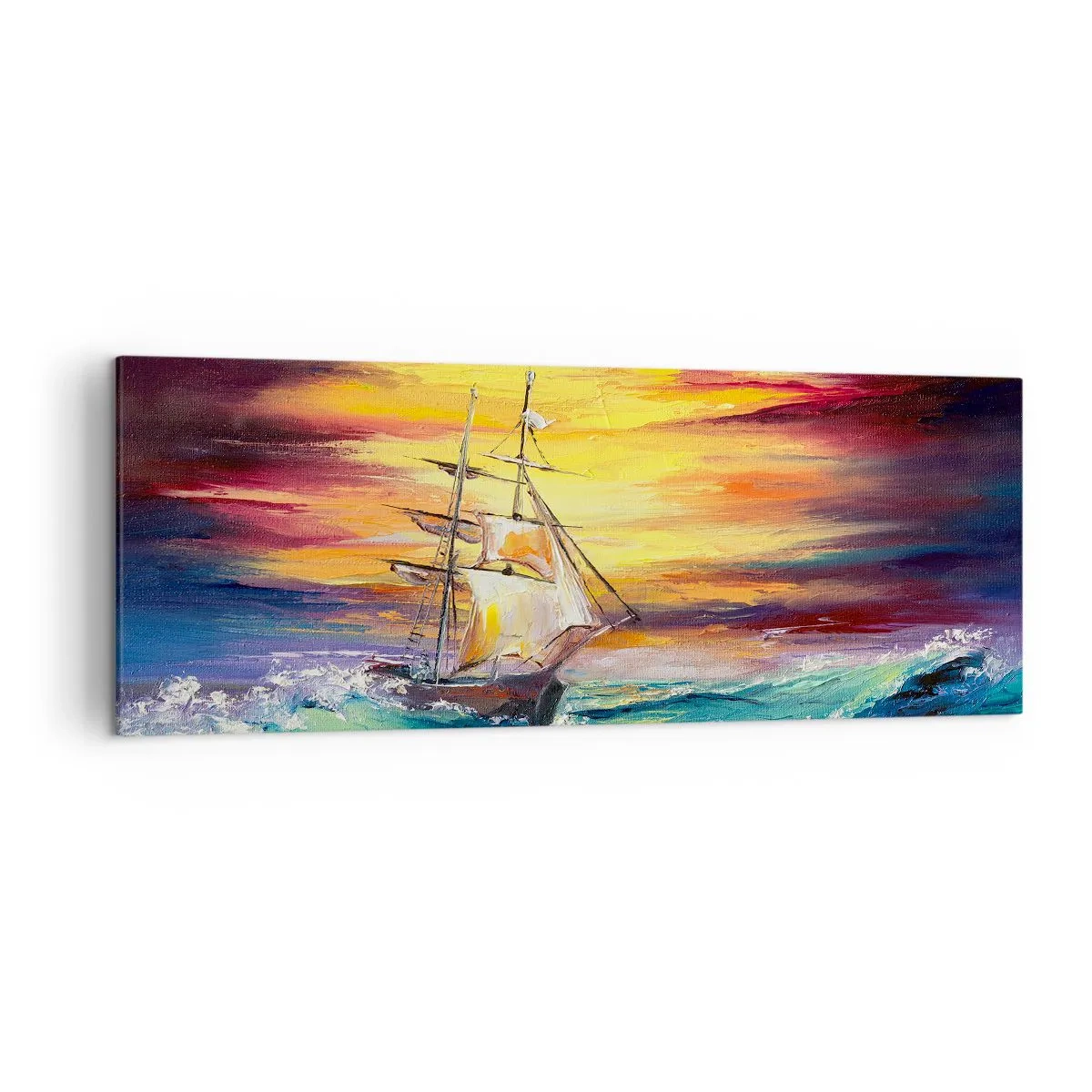 Obraz na plátně - Statečně proti vlnám - 140x50 cm