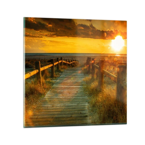 Obraz na skle - Vykoupané ve starém zlatě - 70x70 cm