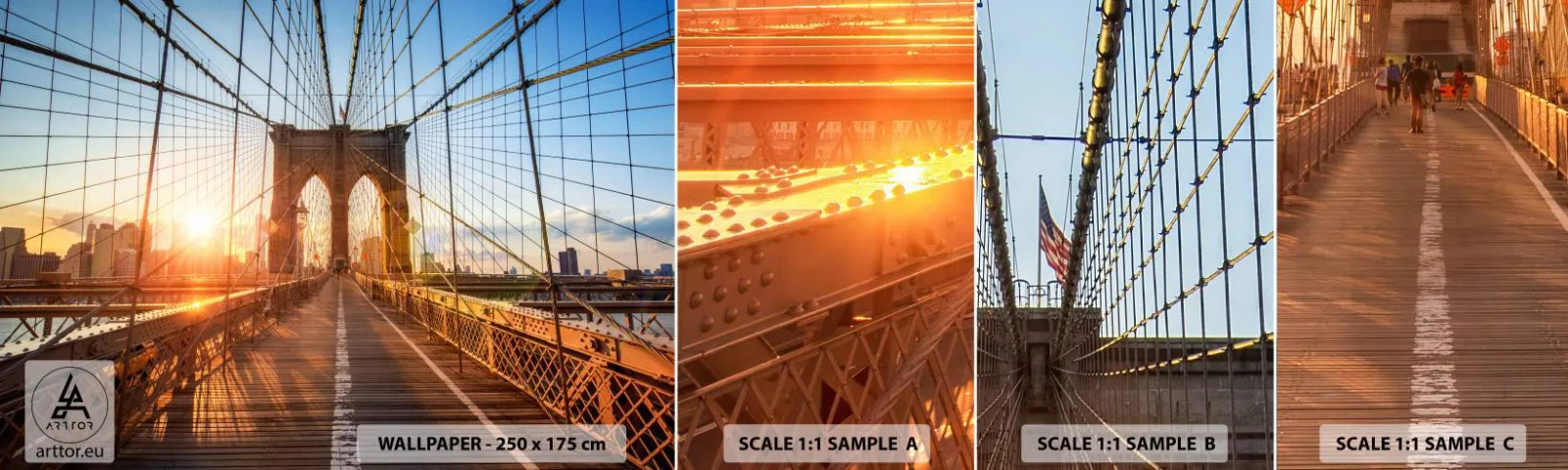 Vzor Fototapety Samolepicí Deluxe Sticker - Na zlatém mostě - New York, Brooklynský most, Architektura - 100x30 cm