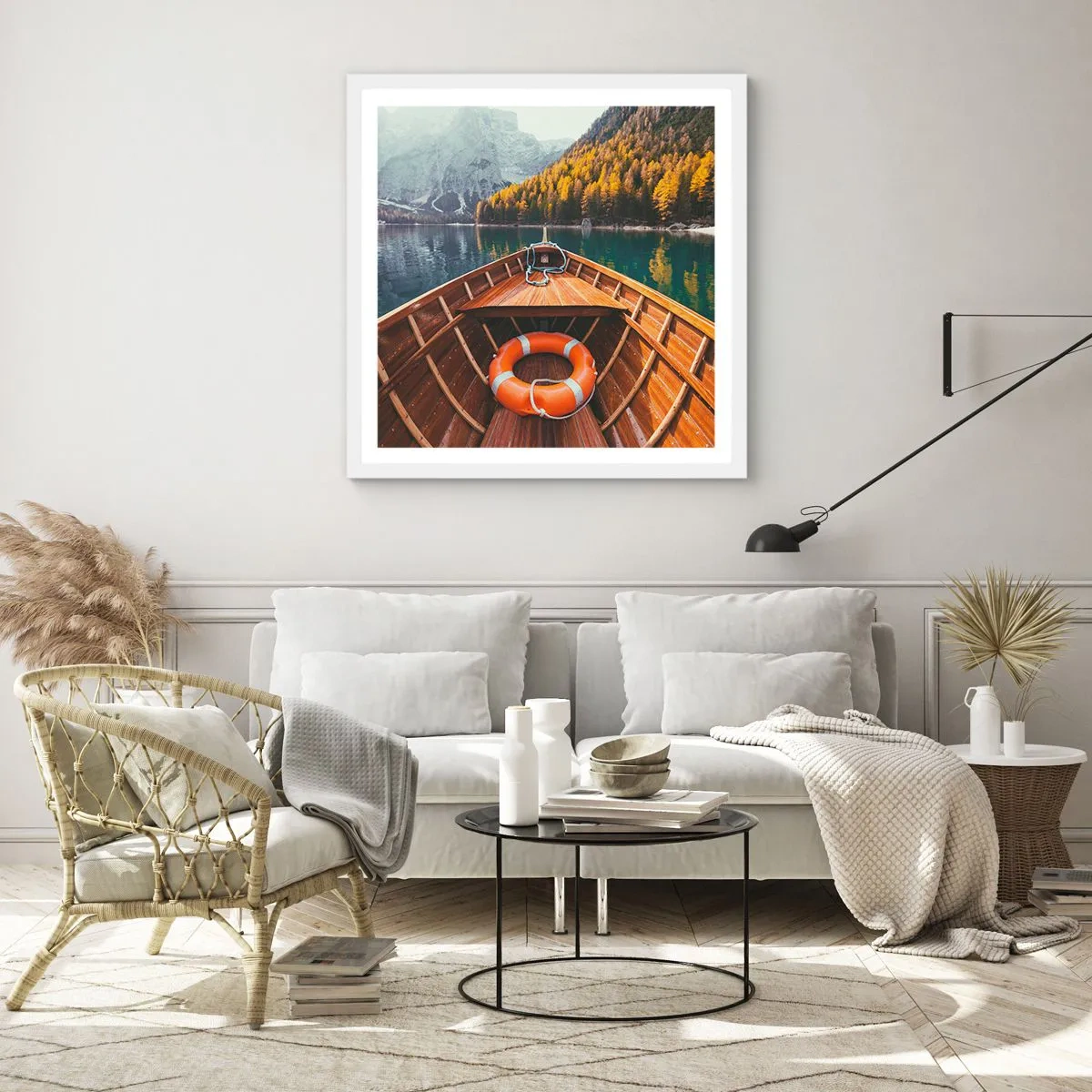 Plakát v bílém rámu - Horská túra - 60x60 cm