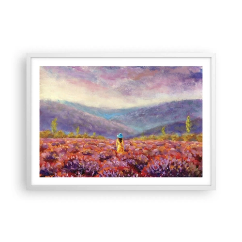 Plakát v bílém rámu - V levandulovém světě - 70x50 cm