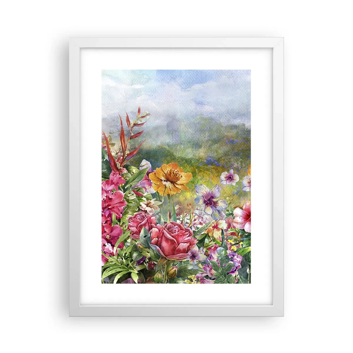 Plakát v bílém rámu - Zahrada, která se zbláznila - 30x40 cm