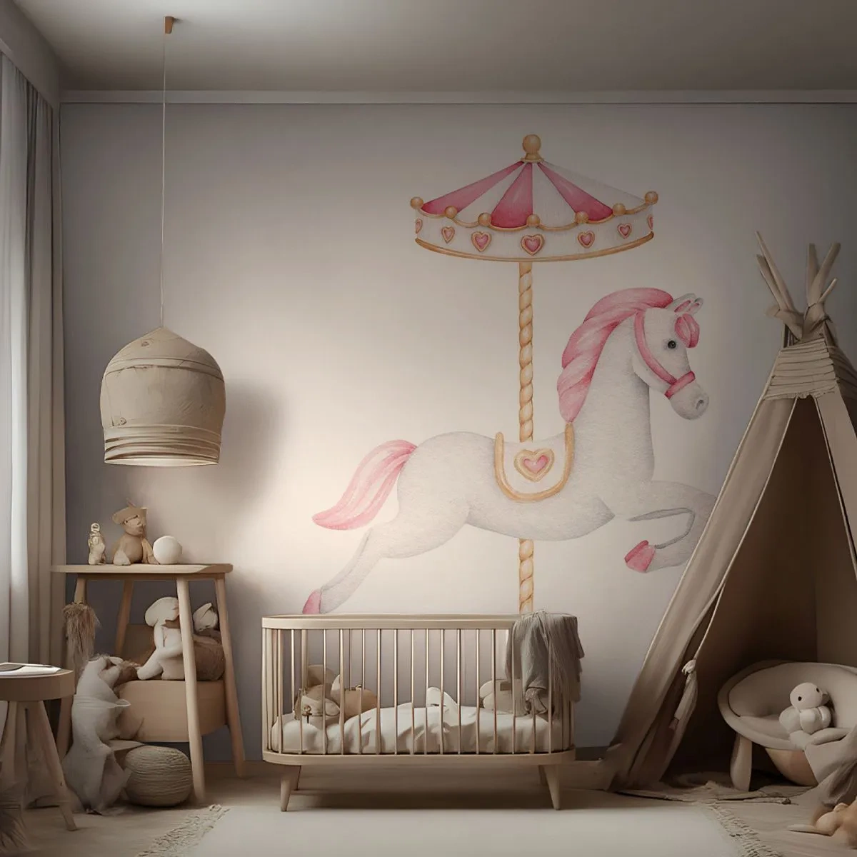 Fototapeta Premium Sand - Vyrazil z kopýtka - Kůň, Kolotoč, Dívčí - 150x105 cm