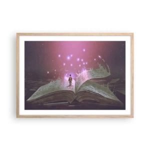 Plakát v rámu světlý dub - Pozvánka do jiného světa - přečti si to! - 70x50 cm