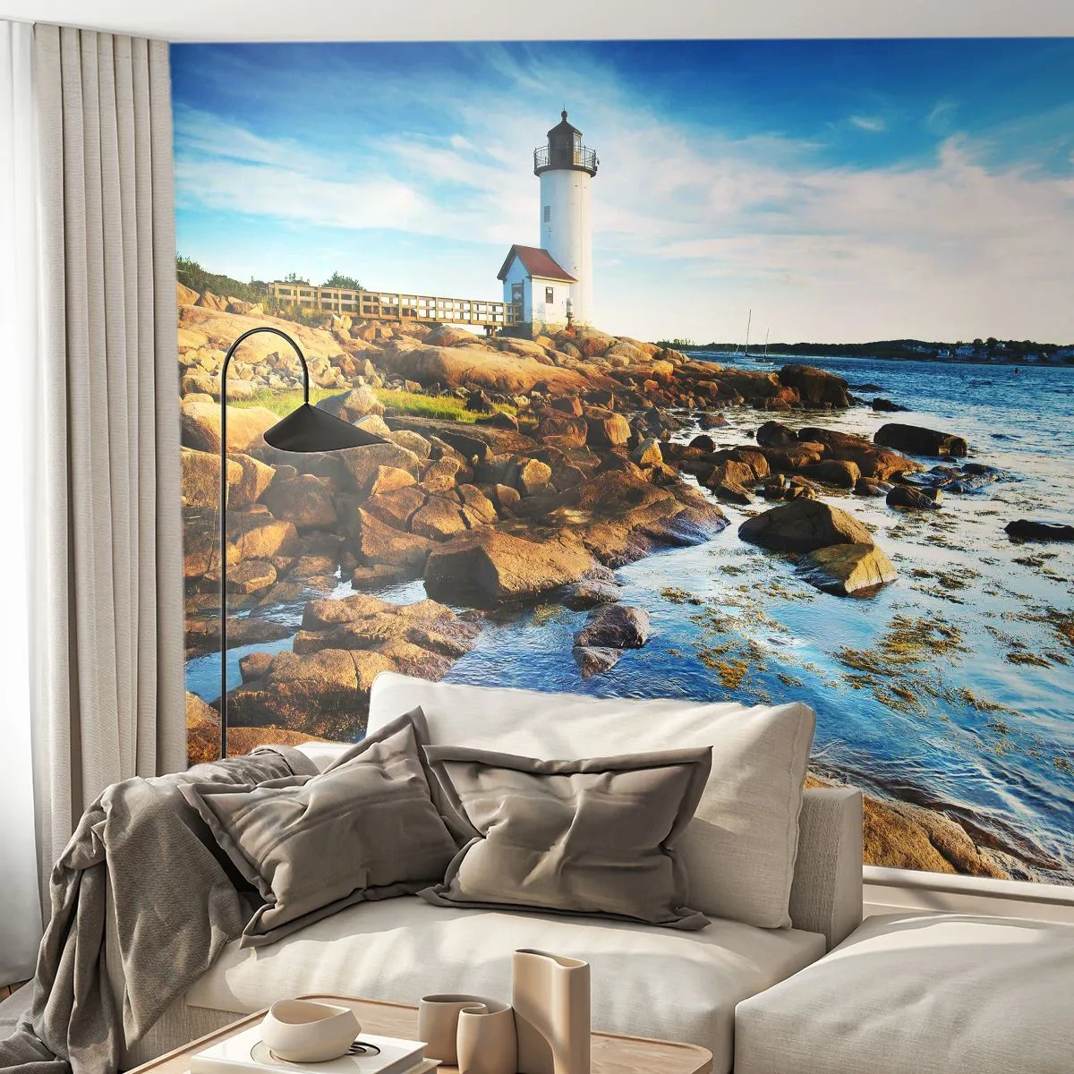 Fototapeta Premium Canvas - Vraťte se šťastně, čekám - Krajina, Maják, Atlantický oceán - 250x175 cm