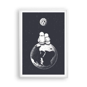 Plakát v bílém rámu - Vesmírná love story - 70x100 cm