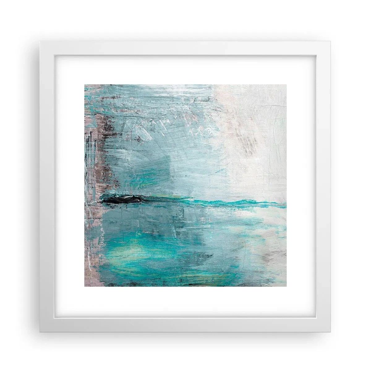 Plakát v bílém rámu - Horizontálně v modři - 30x30 cm